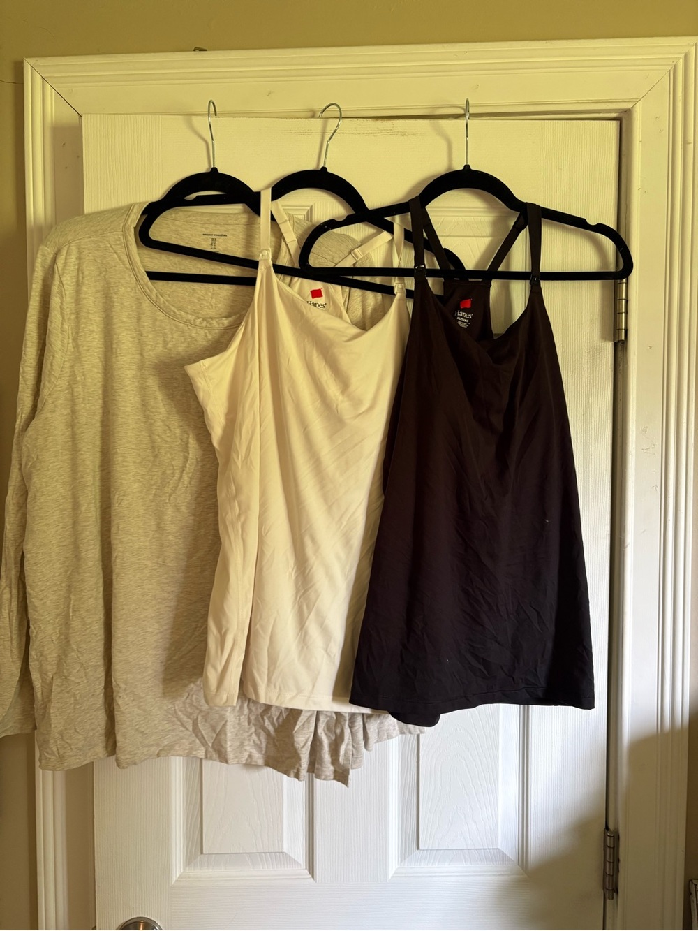 Hanes White and Black Women's Tank Cami bundle with long sleeve nursing shirt